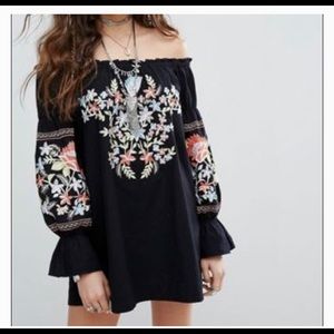 Off Shoulder Embroidered Dress